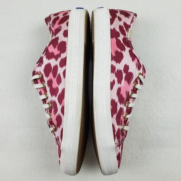 Keds x Kate Spade Kickstart Sneaker Womens 7.5 Pink Satin Leopard Print Shoe - Picture 6 of 15